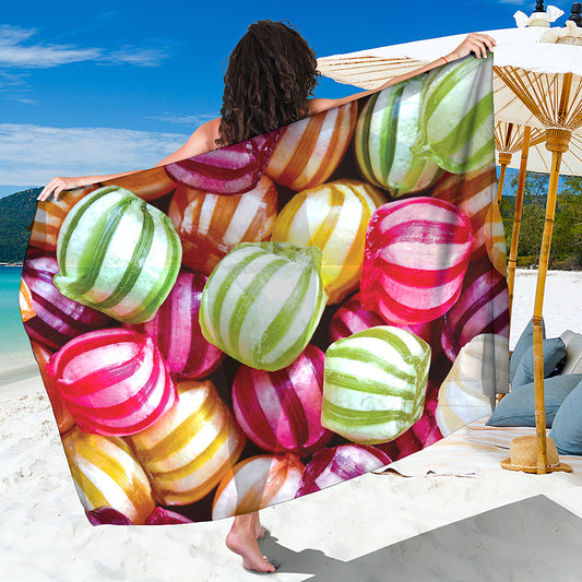 Colorful Candy Ball Print Beach Sarong Wrap
