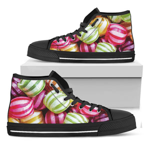 Colorful Candy Ball Print Black High Top Shoes