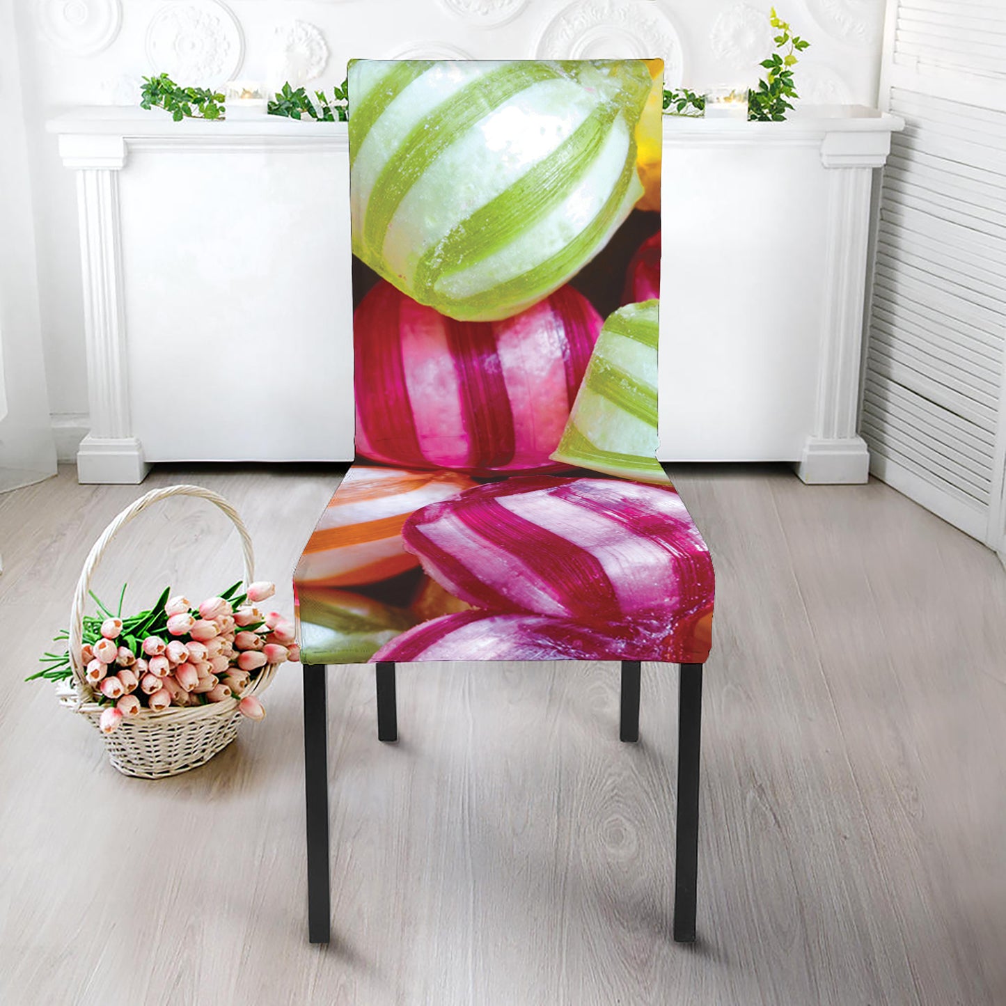 Colorful Candy Ball Print Dining Chair Slipcover