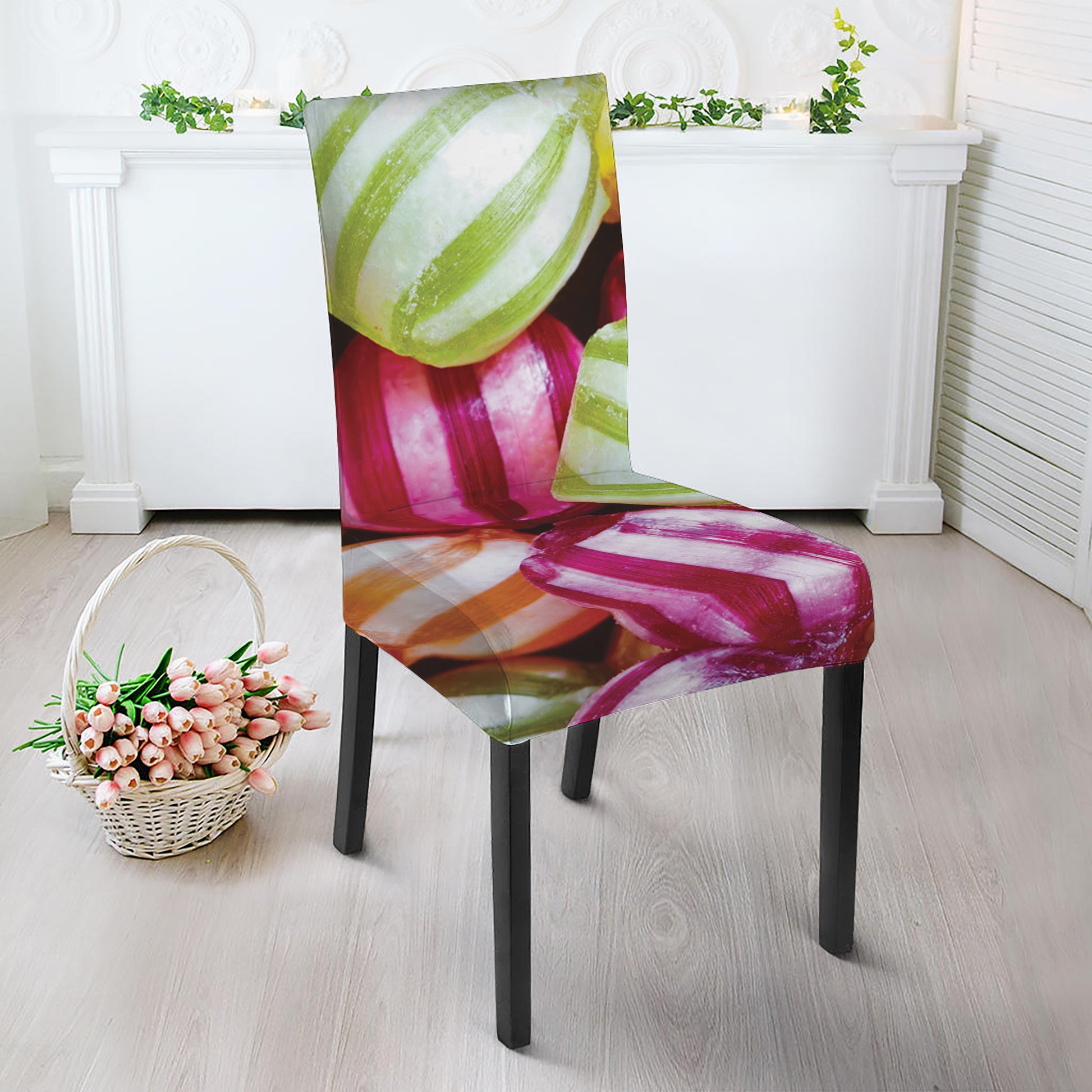 Colorful Candy Ball Print Dining Chair Slipcover
