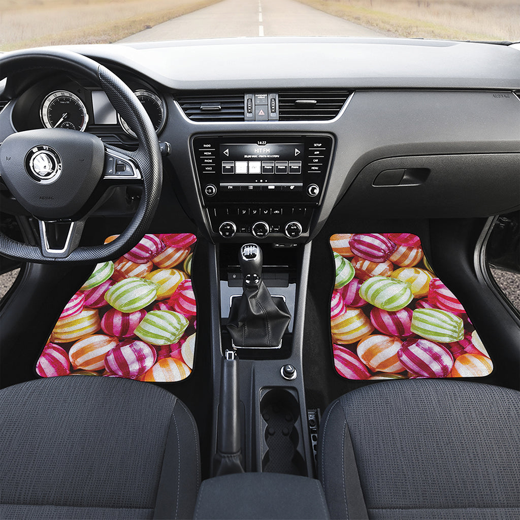 Colorful Candy Ball Print Front and Back Car Floor Mats
