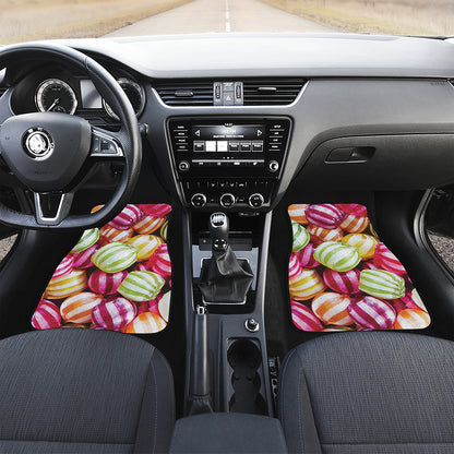 Colorful Candy Ball Print Front and Back Car Floor Mats