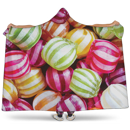 Colorful Candy Ball Print Hooded Blanket