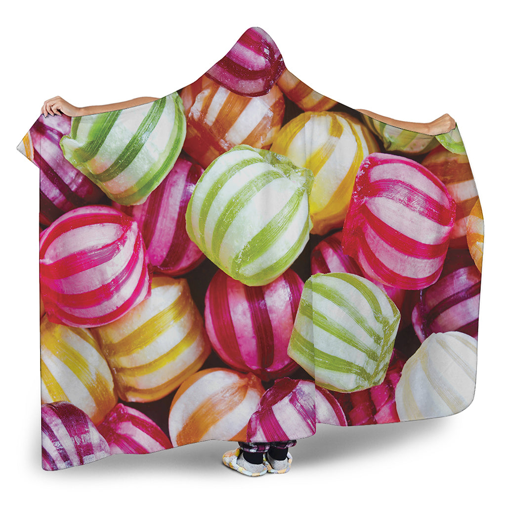 Colorful Candy Ball Print Hooded Blanket