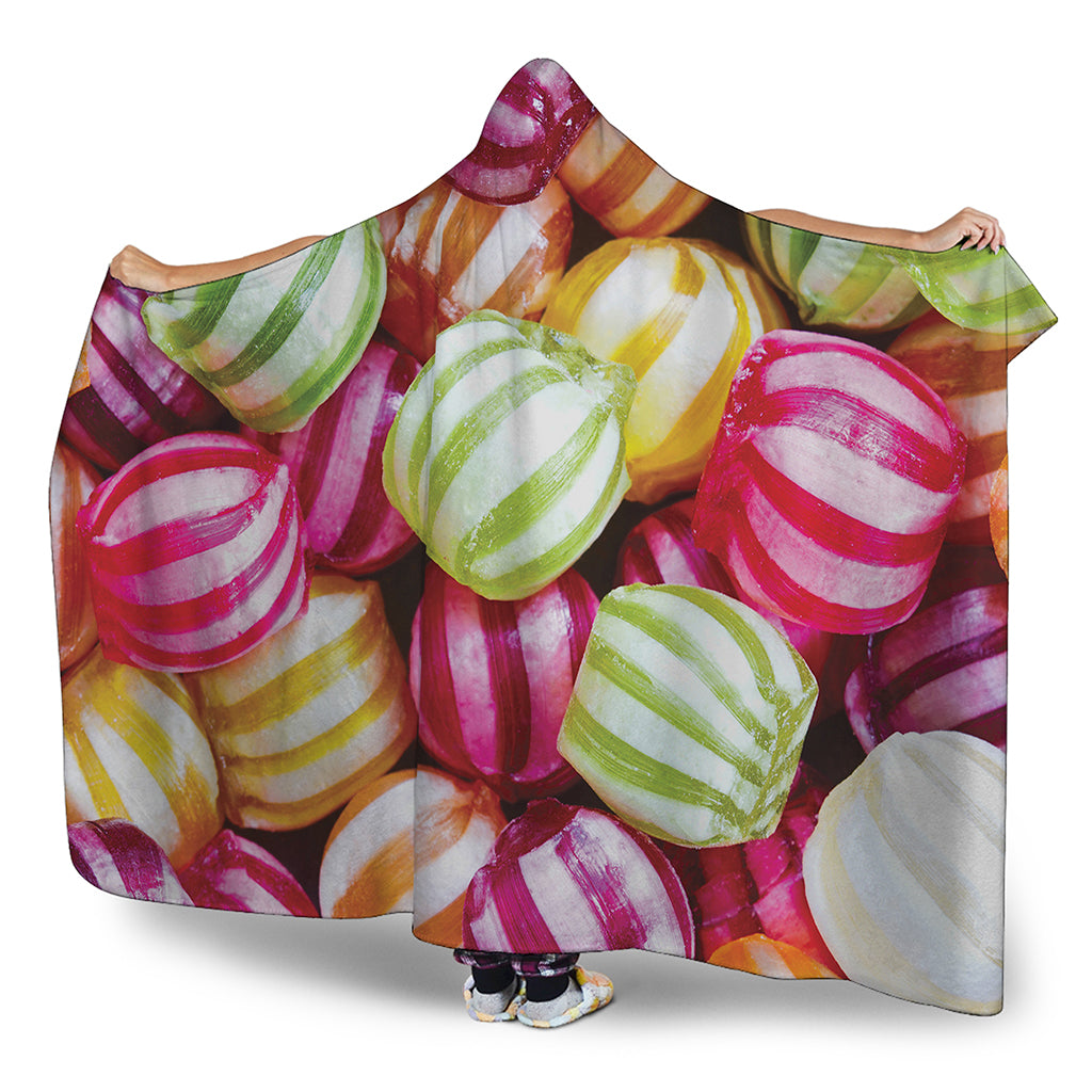 Colorful Candy Ball Print Hooded Blanket