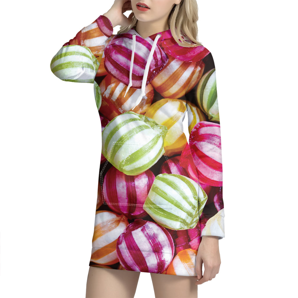 Colorful Candy Ball Print Hoodie Dress