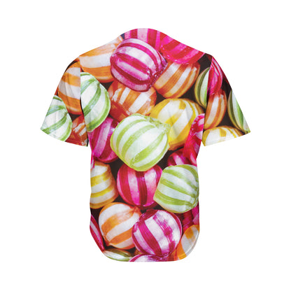 Colorful Candy Ball Print Men's Baseball Jersey