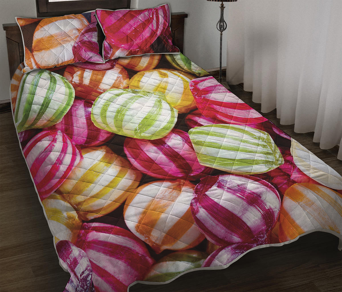 Colorful Candy Ball Print Quilt Bed Set