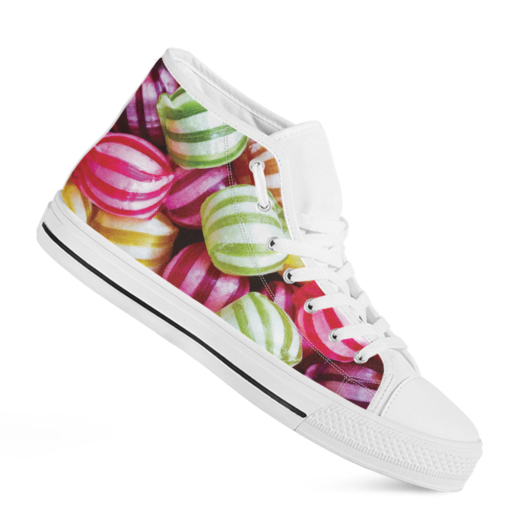 Colorful Candy Ball Print White High Top Shoes