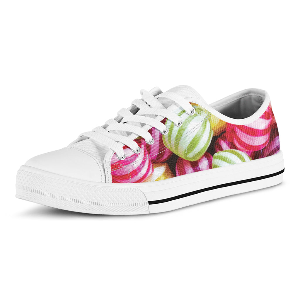 Colorful Candy Ball Print White Low Top Shoes