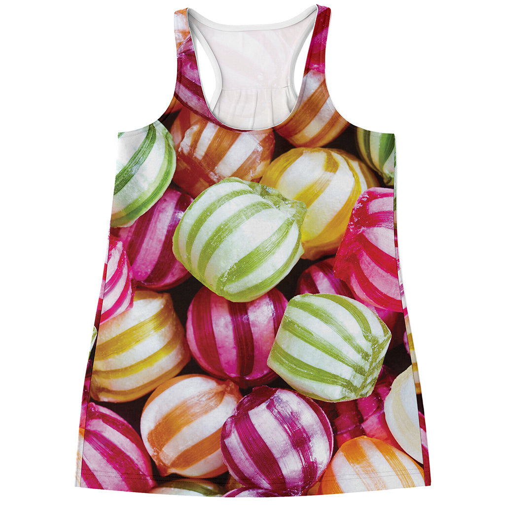 Colorful Candy Ball Print Women's Racerback Tank Top