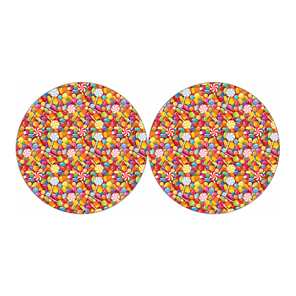 Colorful Candy Pattern Print Car Coasters