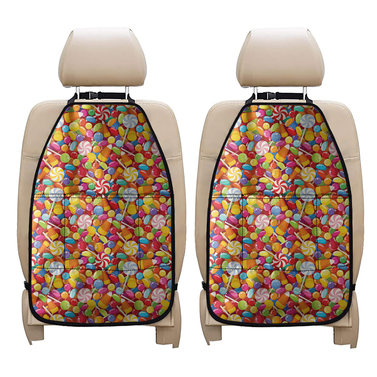 Colorful Candy Pattern Print Car Seat Organizers