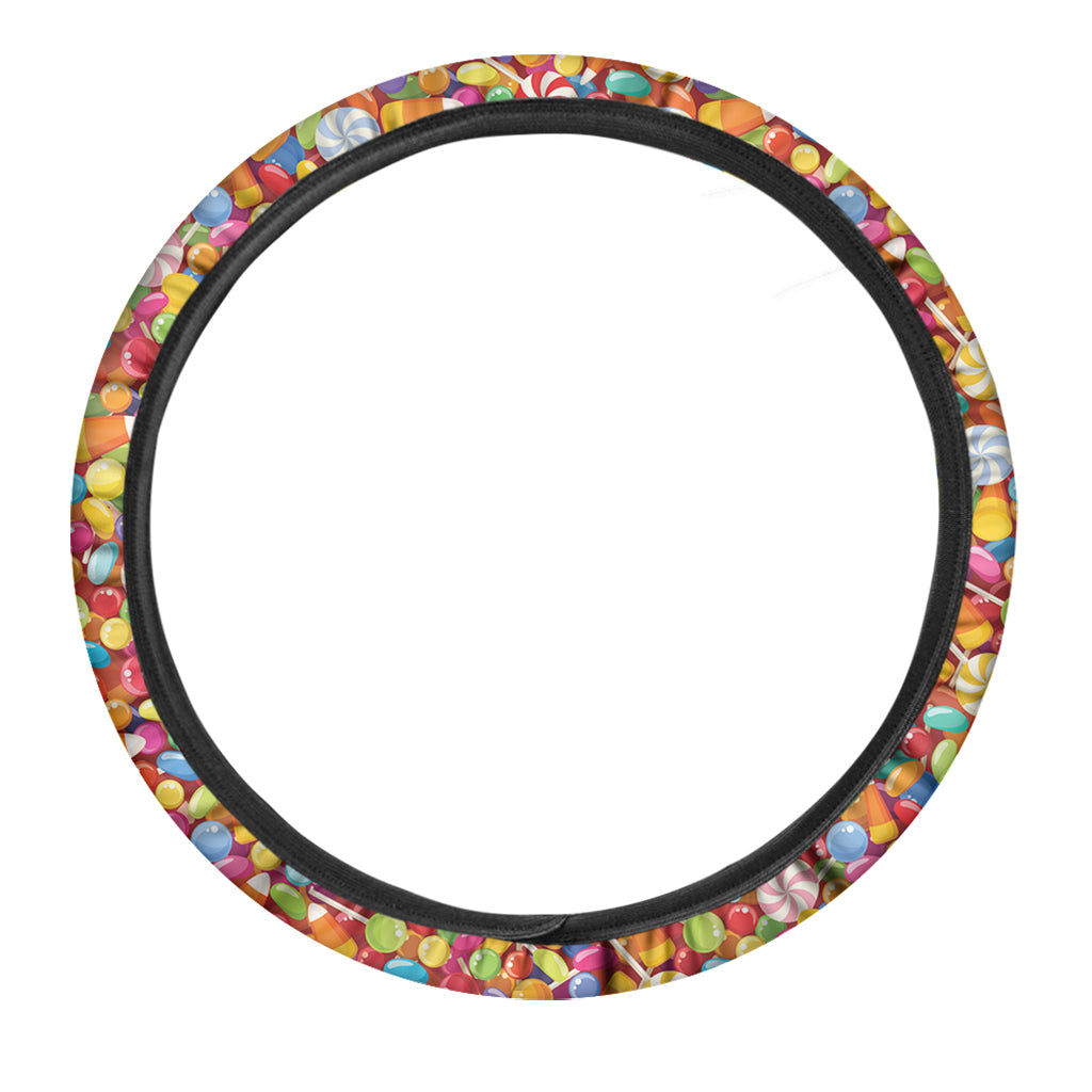Colorful Candy Pattern Print Car Steering Wheel Cover
