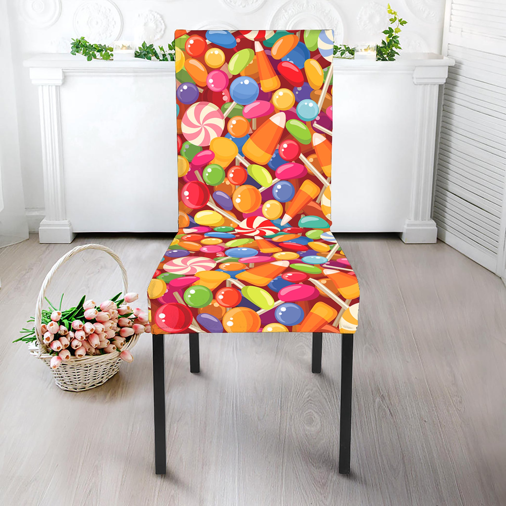 Colorful Candy Pattern Print Dining Chair Slipcover