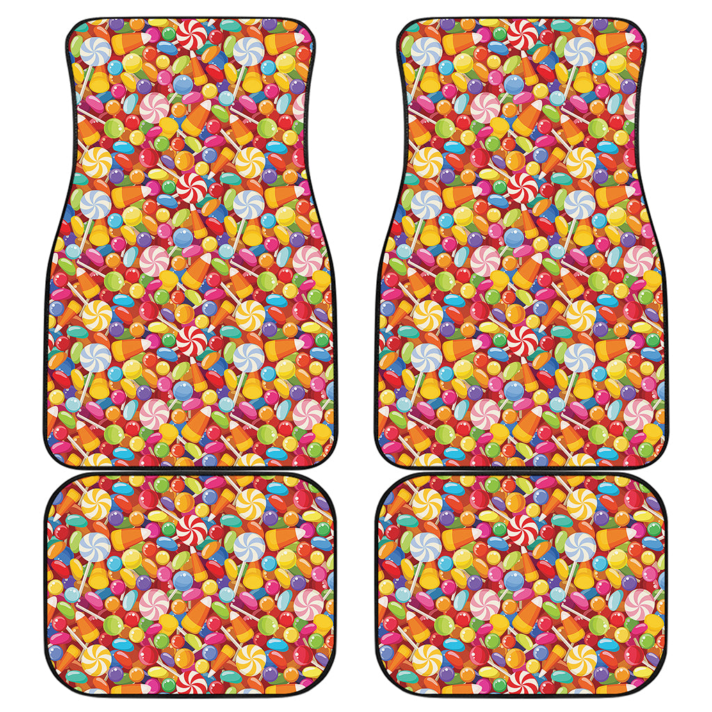 Colorful Candy Pattern Print Front and Back Car Floor Mats