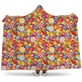 Colorful Candy Pattern Print Hooded Blanket