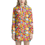 Colorful Candy Pattern Print Hoodie Dress