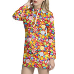 Colorful Candy Pattern Print Hoodie Dress