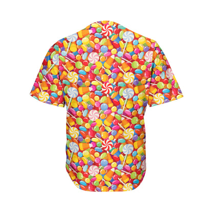 Colorful Candy Pattern Print Men's Baseball Jersey