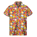 Colorful Candy Pattern Print Men's Short Sleeve Shirt
