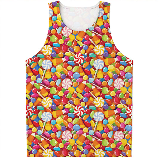 Colorful Candy Pattern Print Men's Tank Top