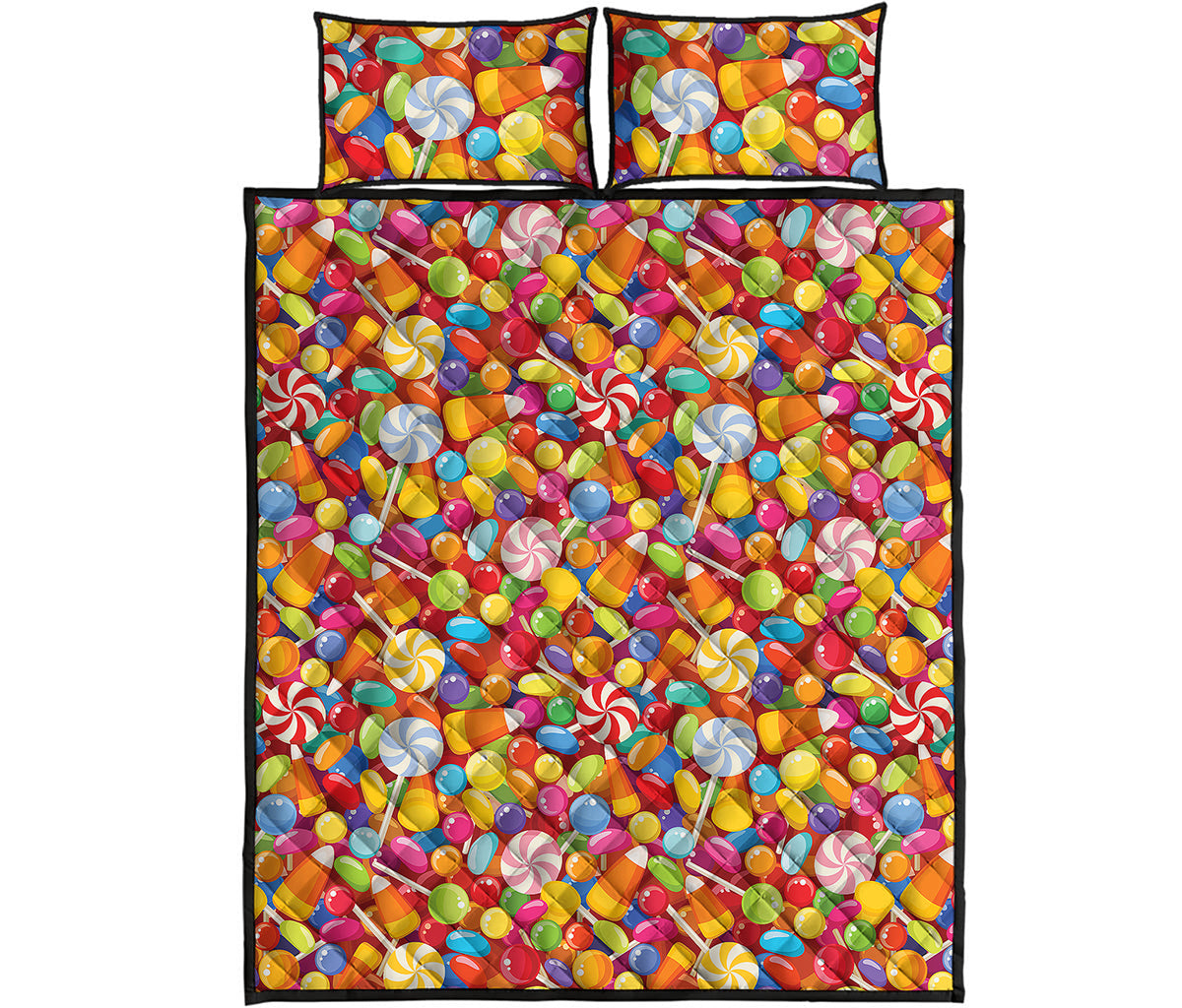 Colorful Candy Pattern Print Quilt Bed Set