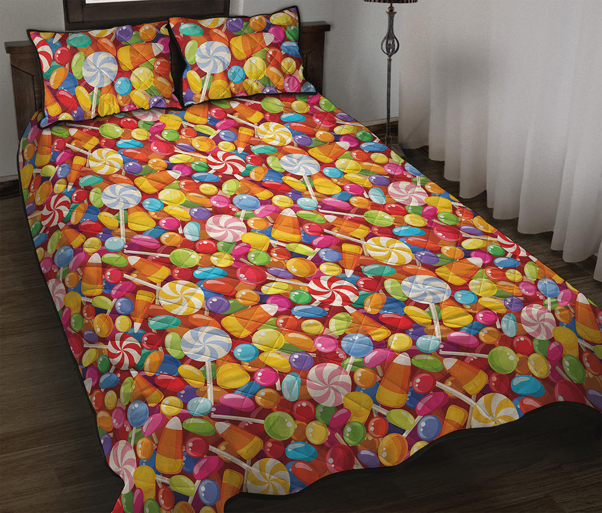 Colorful Candy Pattern Print Quilt Bed Set
