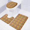 Colorful Cartoon Baby Bear Pattern Print 3 Piece Bath Mat Set