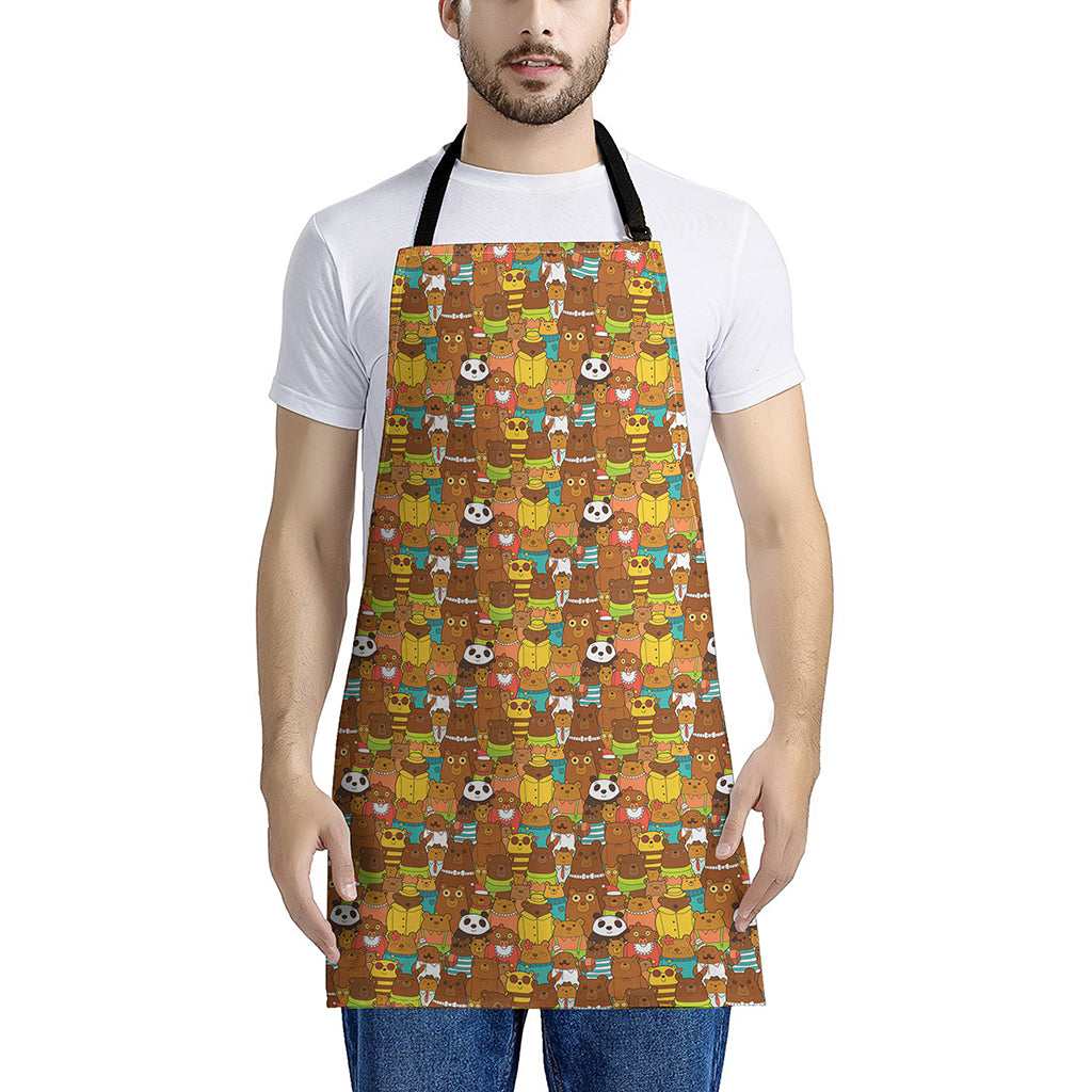 Colorful Cartoon Baby Bear Pattern Print Apron