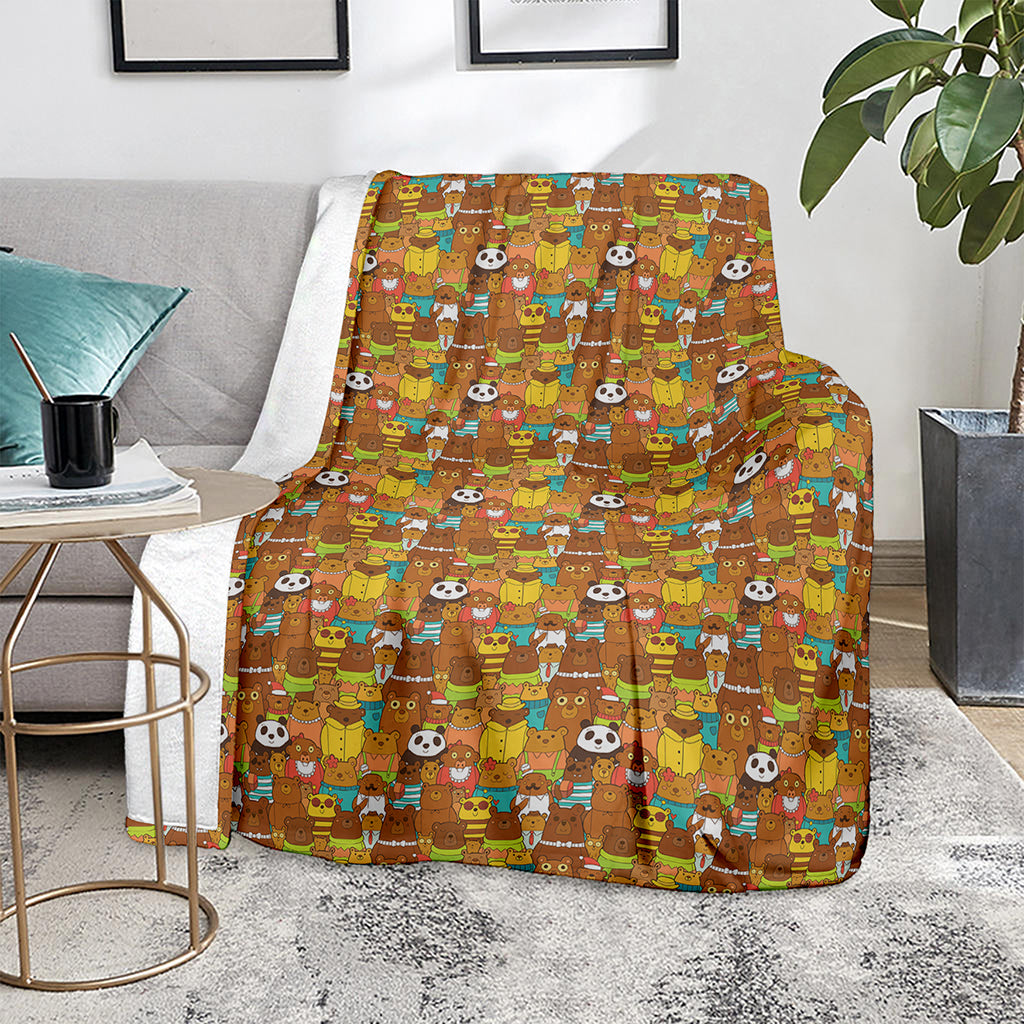 Colorful Cartoon Baby Bear Pattern Print Blanket