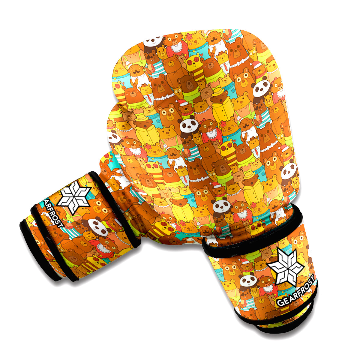 Colorful Cartoon Baby Bear Pattern Print Boxing Gloves