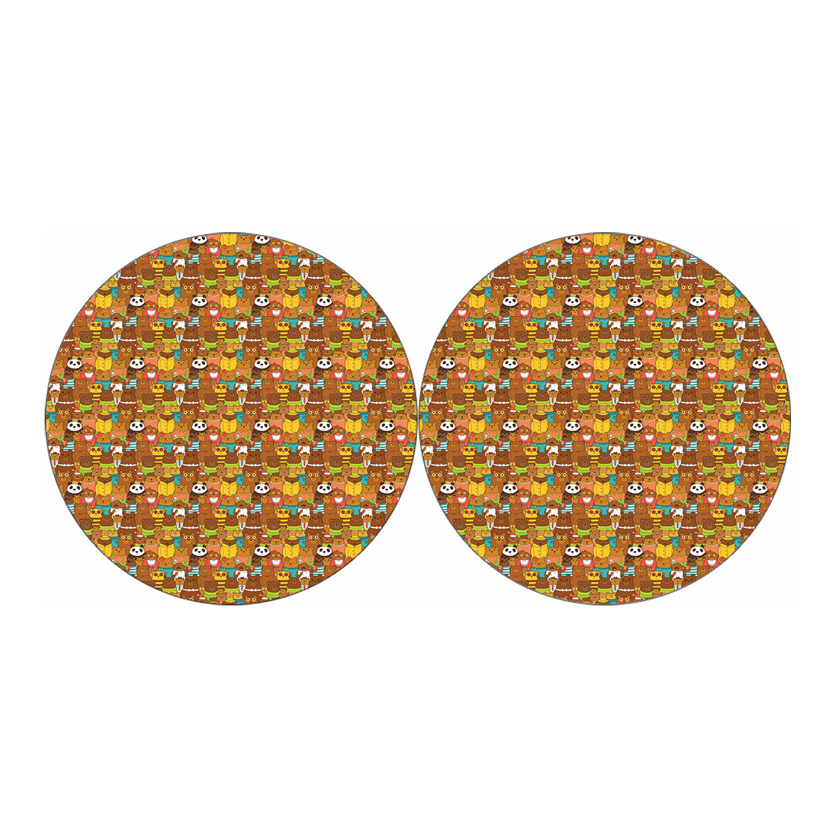 Colorful Cartoon Baby Bear Pattern Print Car Coasters