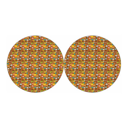 Colorful Cartoon Baby Bear Pattern Print Car Coasters