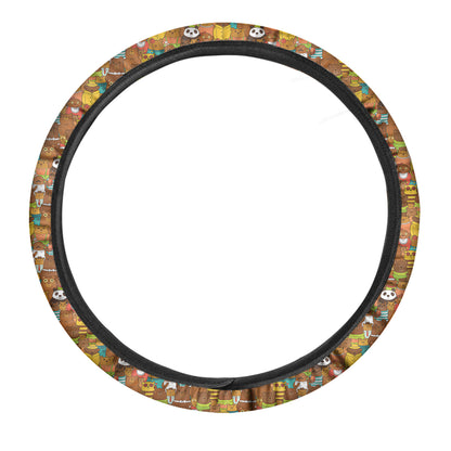 Colorful Cartoon Baby Bear Pattern Print Car Steering Wheel Cover