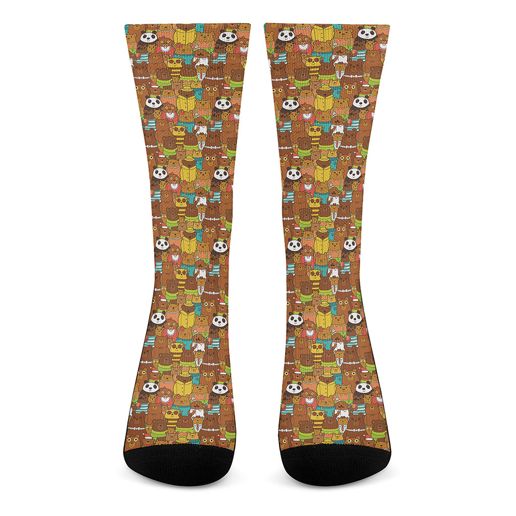 Colorful Cartoon Baby Bear Pattern Print Crew Socks