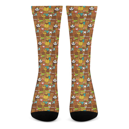 Colorful Cartoon Baby Bear Pattern Print Crew Socks