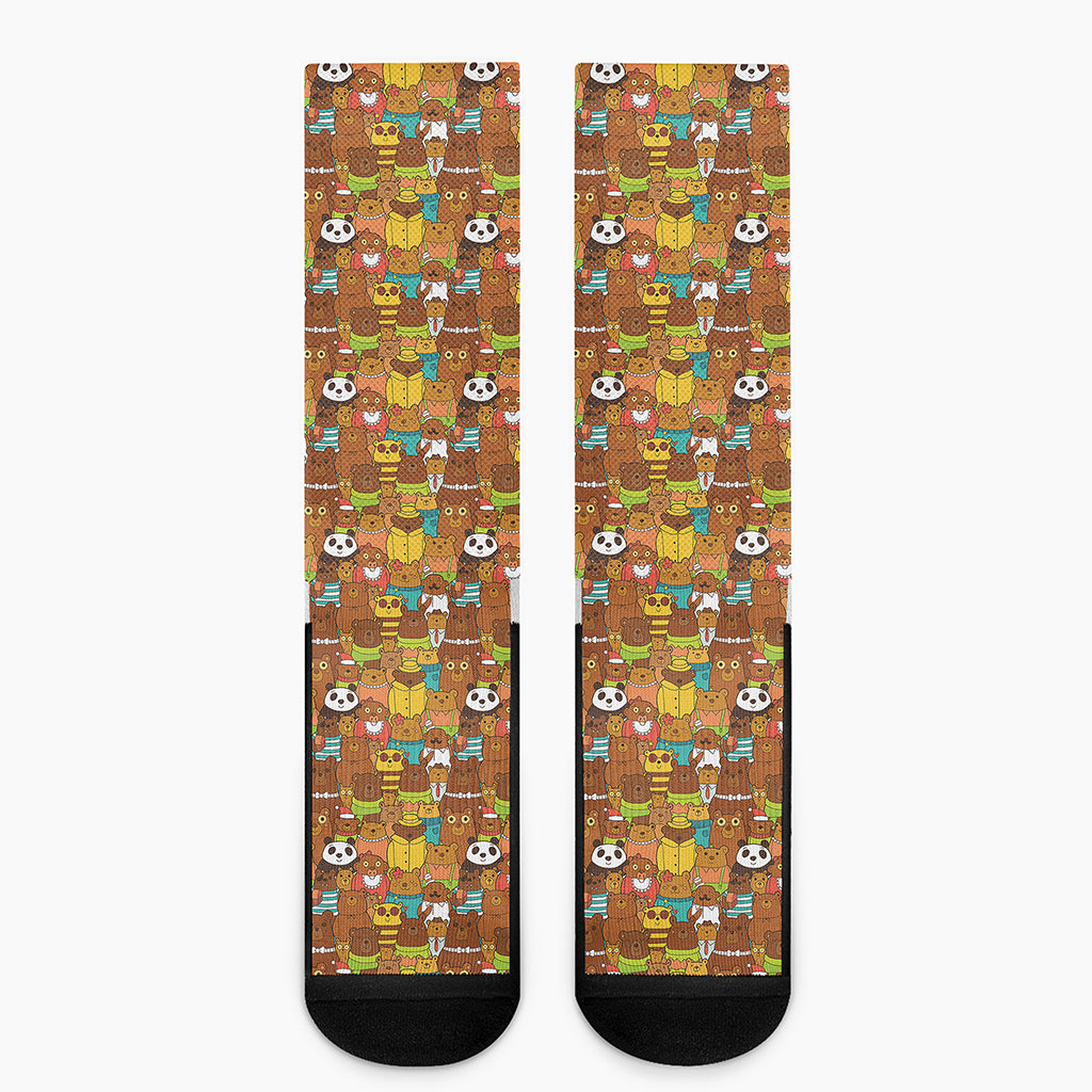 Colorful Cartoon Baby Bear Pattern Print Crew Socks