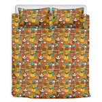 Colorful Cartoon Baby Bear Pattern Print Duvet Cover Bedding Set