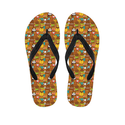 Colorful Cartoon Baby Bear Pattern Print Flip Flops