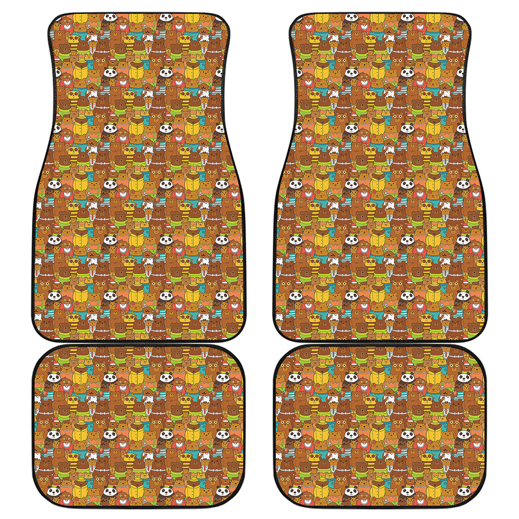 Colorful Cartoon Baby Bear Pattern Print Front and Back Car Floor Mats