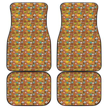 Colorful Cartoon Baby Bear Pattern Print Front and Back Car Floor Mats