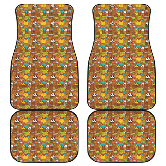 Colorful Cartoon Baby Bear Pattern Print Front and Back Car Floor Mats