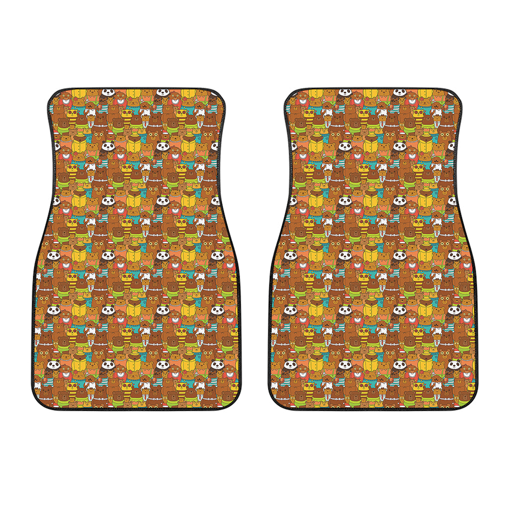 Colorful Cartoon Baby Bear Pattern Print Front Car Floor Mats