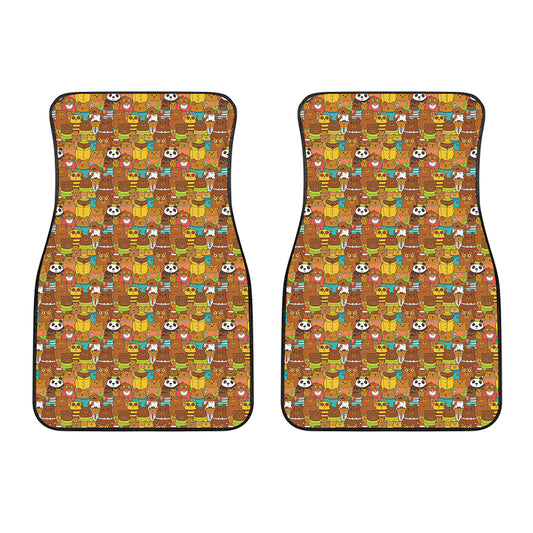 Colorful Cartoon Baby Bear Pattern Print Front Car Floor Mats