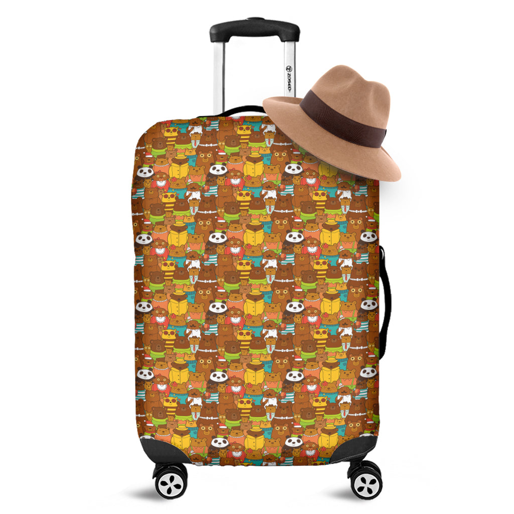 Colorful Cartoon Baby Bear Pattern Print Luggage Cover