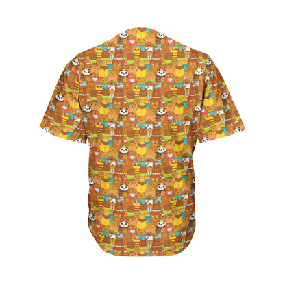 Colorful Cartoon Baby Bear Pattern Print Men's Baseball Jersey