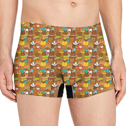 Colorful Cartoon Baby Bear Pattern Print Men's Boxer Briefs