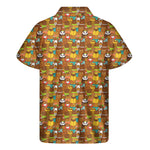 Colorful Cartoon Baby Bear Pattern Print Men's Short Sleeve Shirt