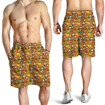 Colorful Cartoon Baby Bear Pattern Print Men's Shorts
